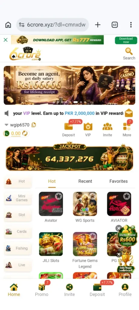 6Crore Game home Page