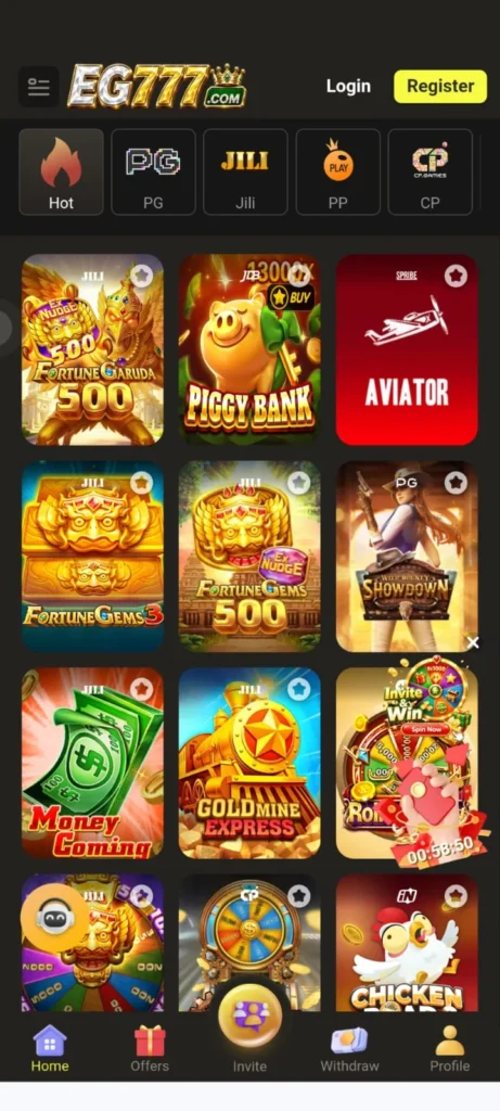 EG777 Game Home Page Image