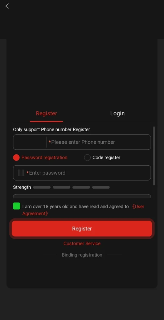 FD999 Game register page