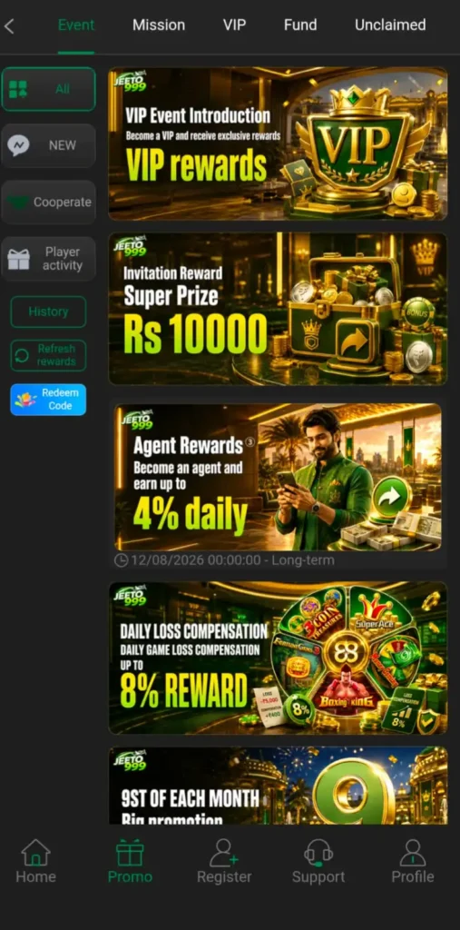 JEETO999 Game bonus Screen short