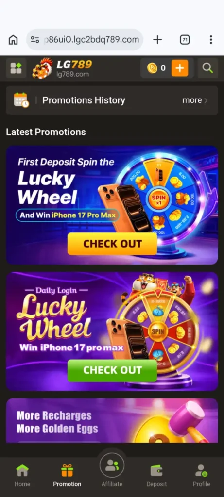 LG 789 Game App bonus screen short