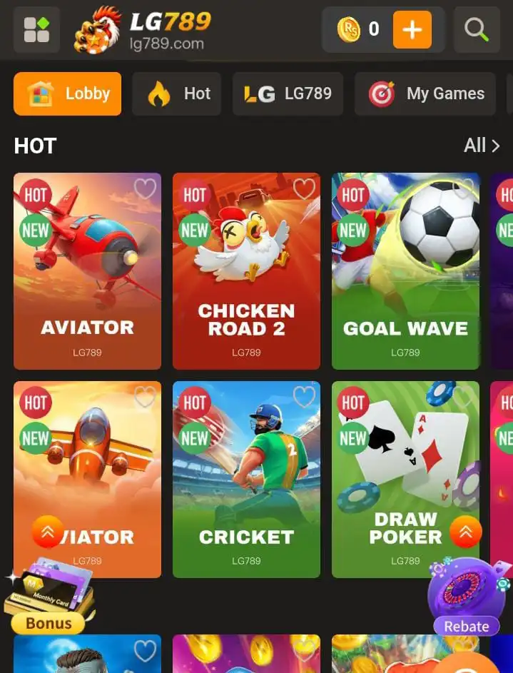 LG 789 Game home page