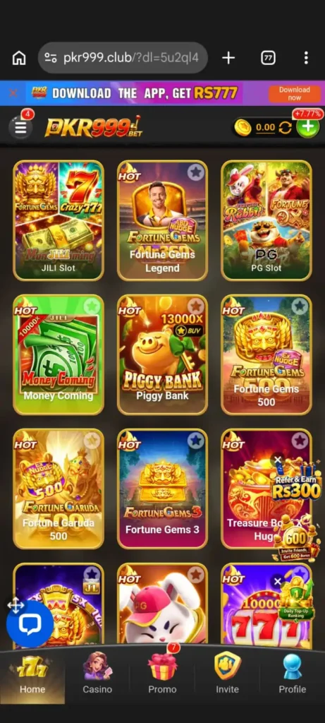 PKR999 Game home page