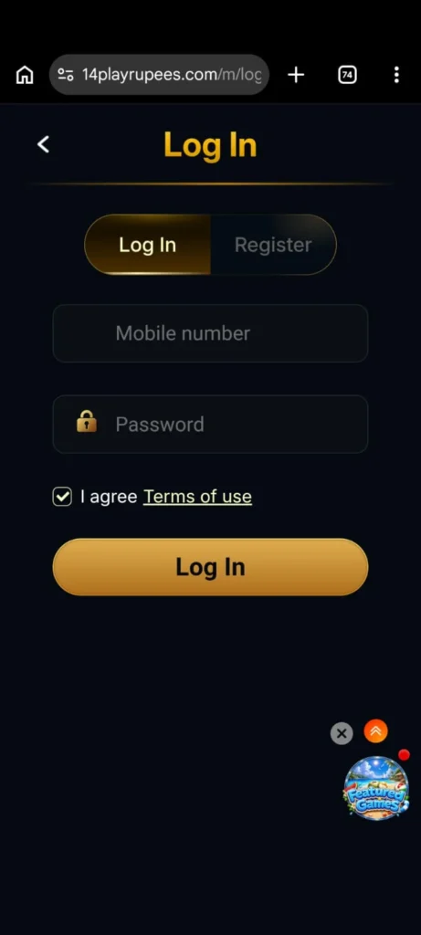 PLAYRUPEES Game login page